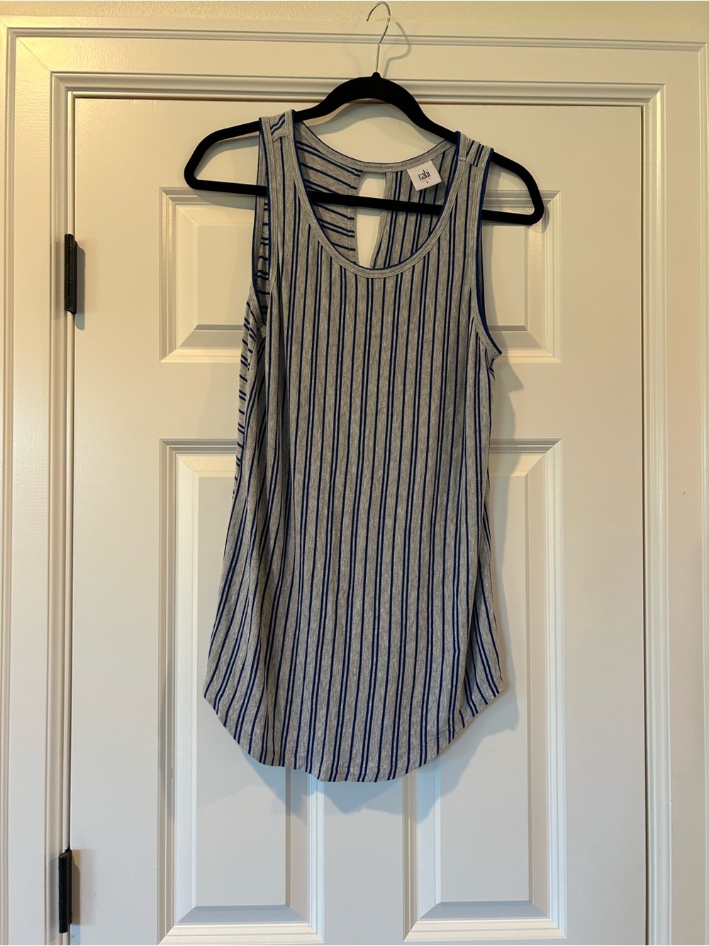 CAbi Blue and White Vertical Stripe Tank
